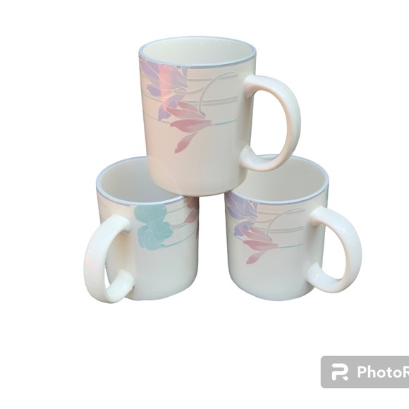 Coffee Mug Tender Bloom White Pastel Lot of 3 - Picture 6 of 6